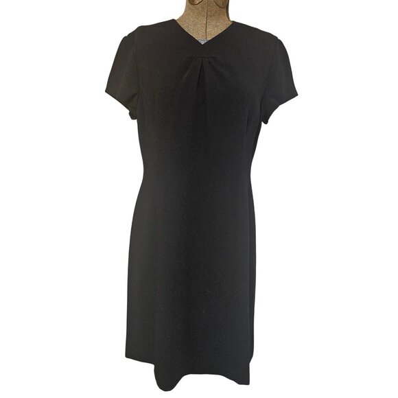 Talbots Dresses & Skirts - Talbots Petites Black Sheath Dress Womens 12 Short Sleeve V Neck Lined Career